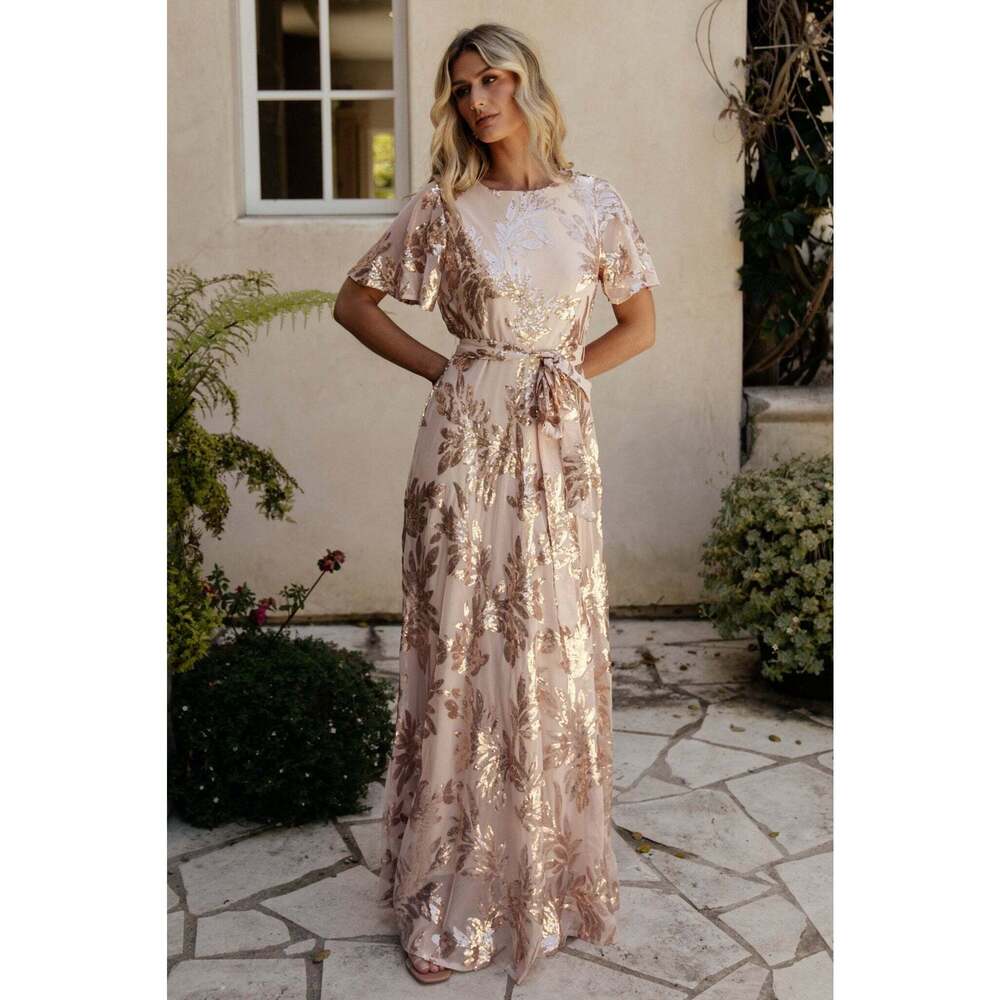 Baltic Born Muse Sequin Maxi Dress | Rose Gold Size 2XL2XL
